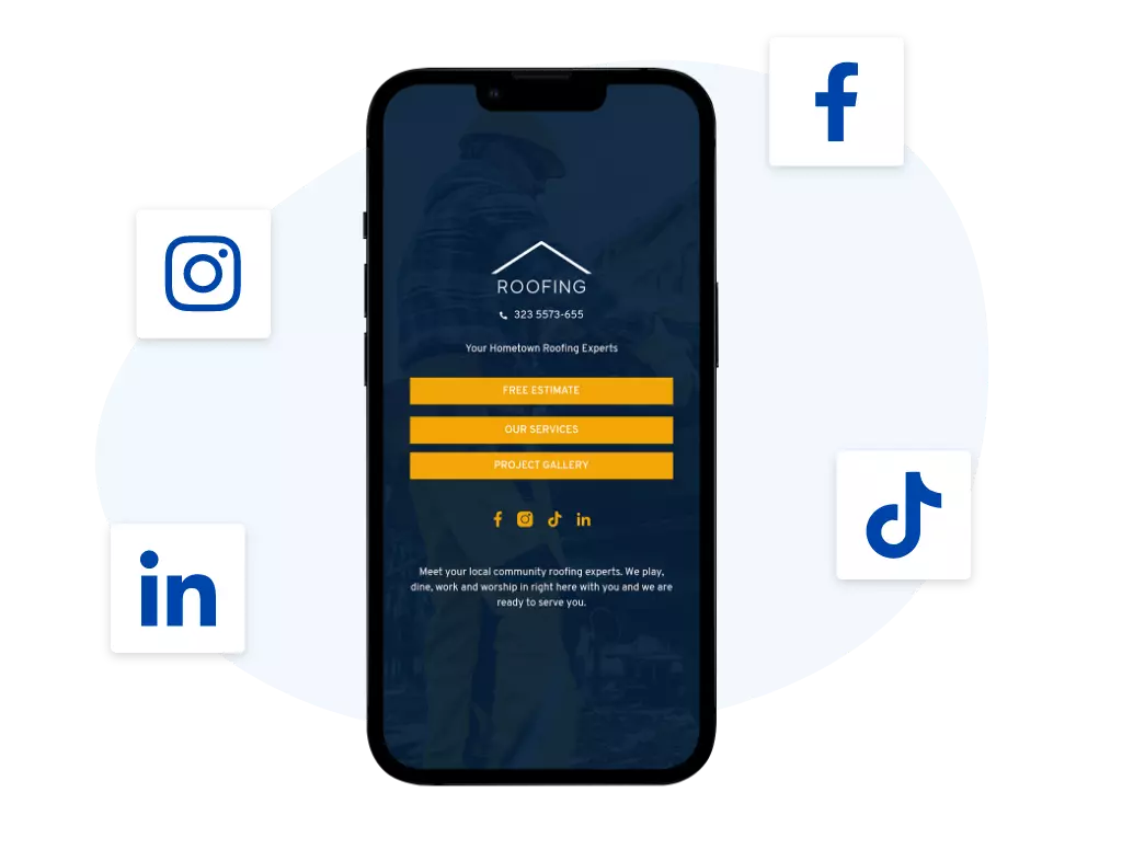Link In Bio Page for Roofing Company Web Design